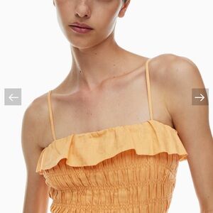 Aritzia Peach Ruffle Maxi Dress